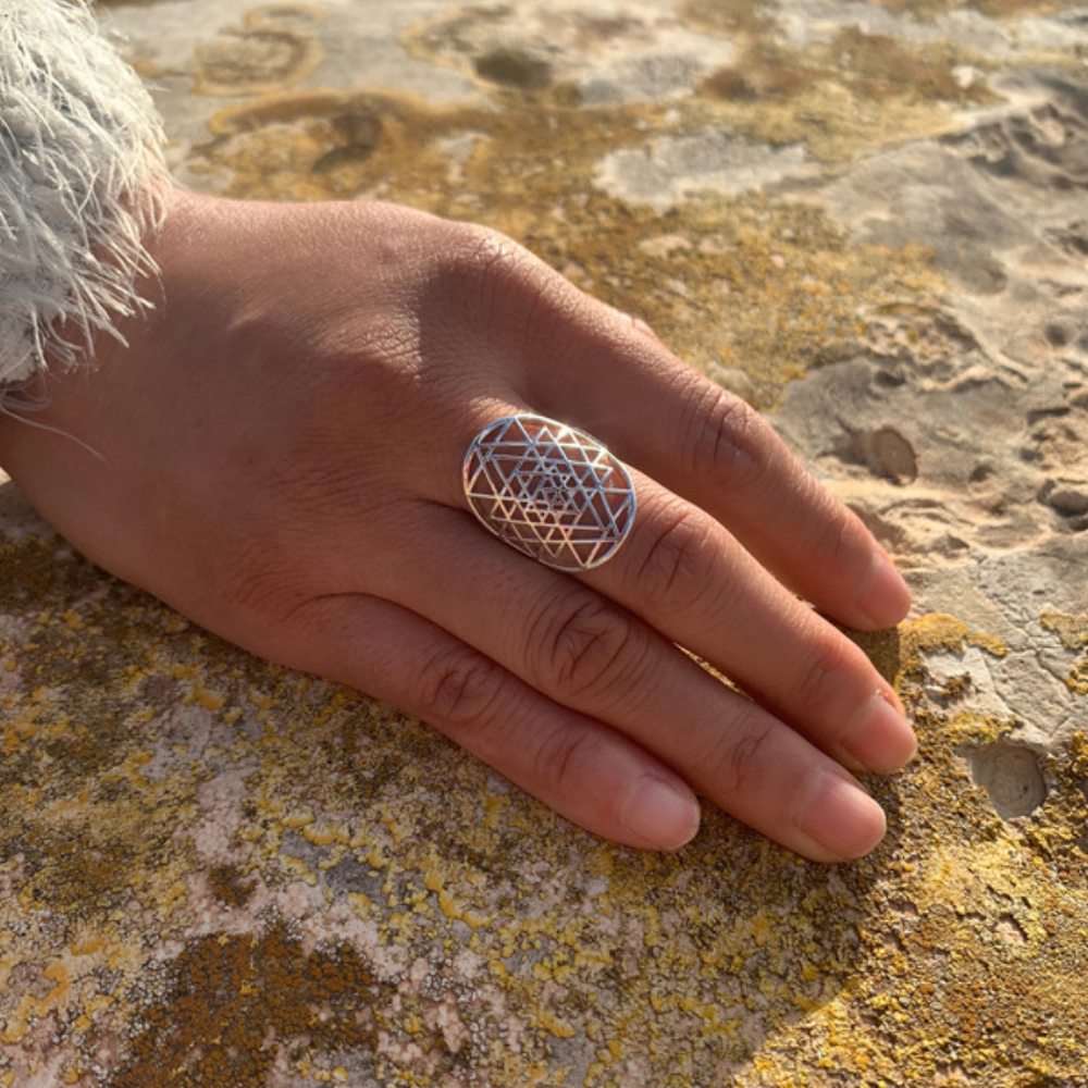 KARMA YOGA SHOP - Wholesale Band/Stacked Ring - 925 Silver Sri Yantra Ring5