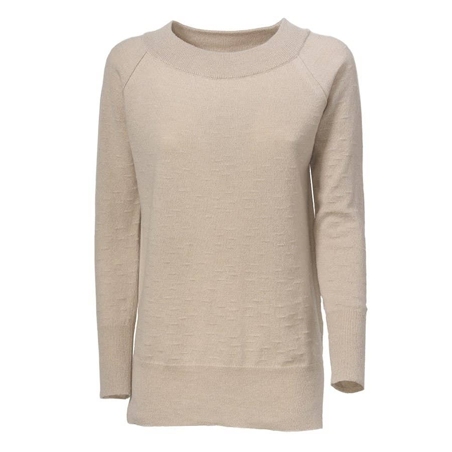 Eredi Colombo Srl (Brand Nicki Colombo) - Wholesale Knit Sweater - Women's - Maglione BAKU color beige con punto in rilievo in 30% cashmere0