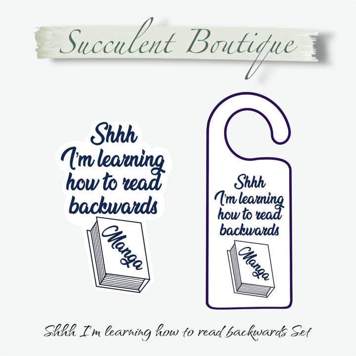 Shhh I’m Learning How To Read Backwards Manga Set for wholesale by Succulent Boutique