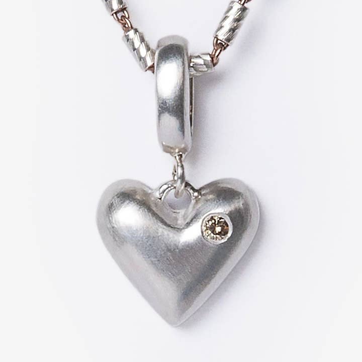 Mini Heart Charm Clip-On Silver Pendant for wholesale by Golden Horn Jewellery