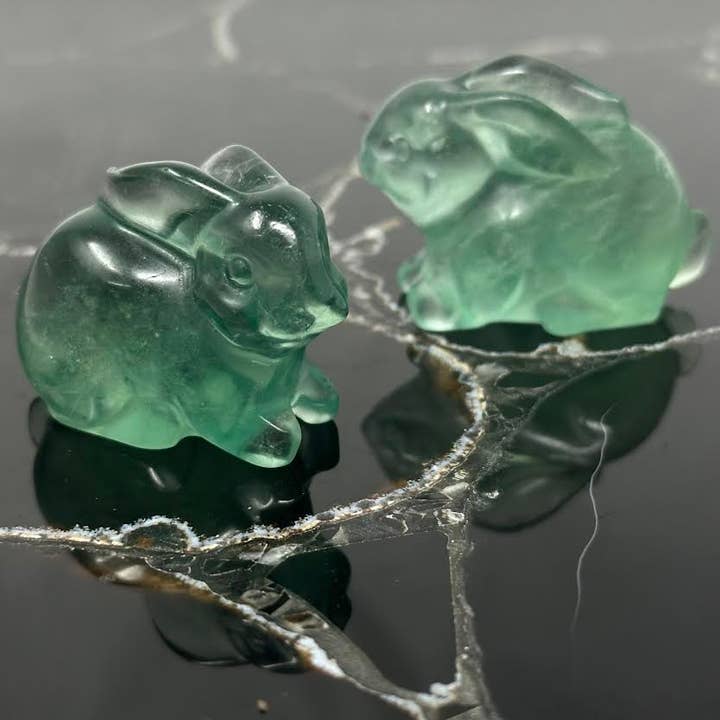 The Crystal Tabby - Wholesale Spiritual Stone/Crystal - Green Fluorite Rabbit Carving