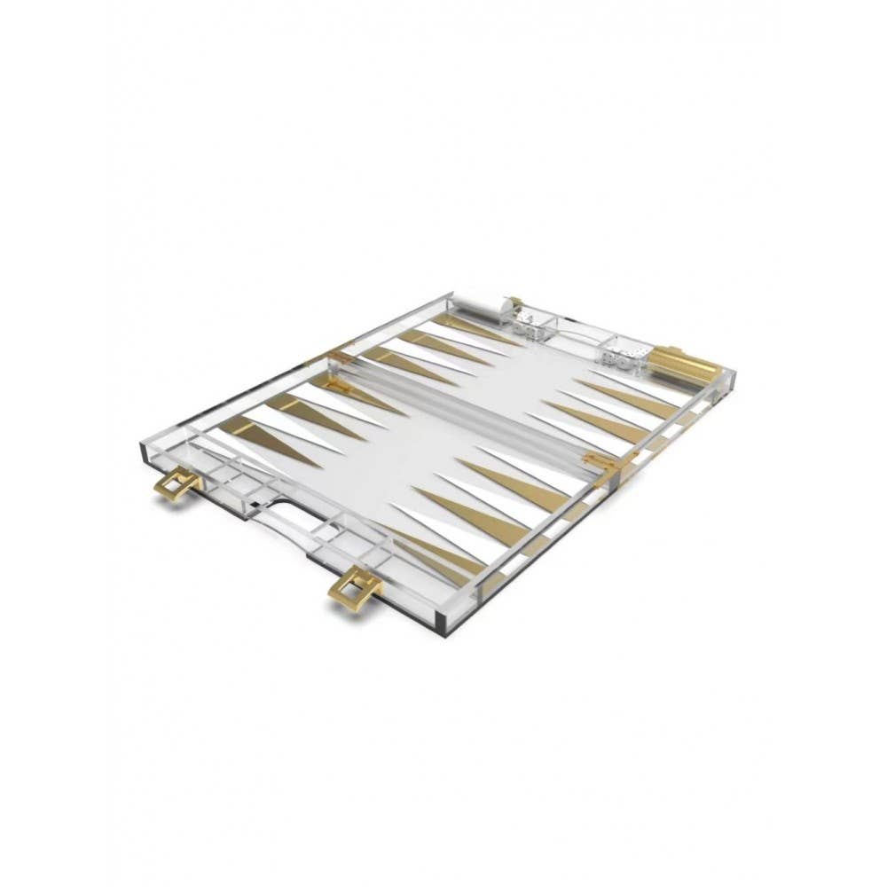 AULICA - Wholesale Board Game - White and gold acrylic backgammon set3