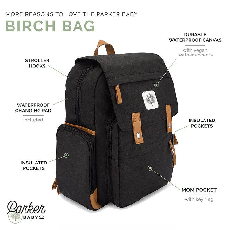 Parker Baby Co. - Wholesale Diaper Bag - Baby - Birch Bag - Diaper Backpack in Black9