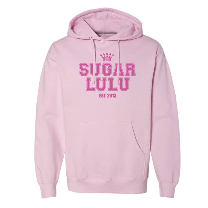 SWEAT À CAPUCHE ROSE CLAIR À PAILLETTES ROSES - Choisissez votre logo et votre longueur pour la vente par Sugar Lulu