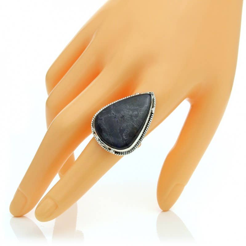 UniArt - Wholesale Cocktail/Statement Ring - Azurite drop ring and 925 silver9