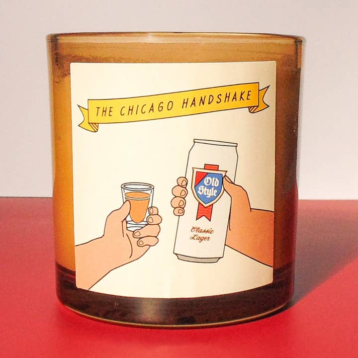 Fresa Creative - Wholesale Jar/Filled Candle - The Chicago Handshake / Chicago + Malort Inspired Candles1