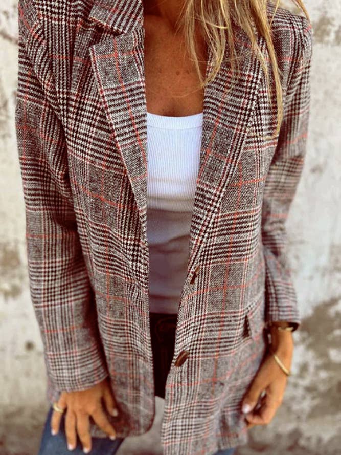 UNISHE - Wholesale Shirt - Women's - Vintage Houndstooth Lapel Blazer ZK25942