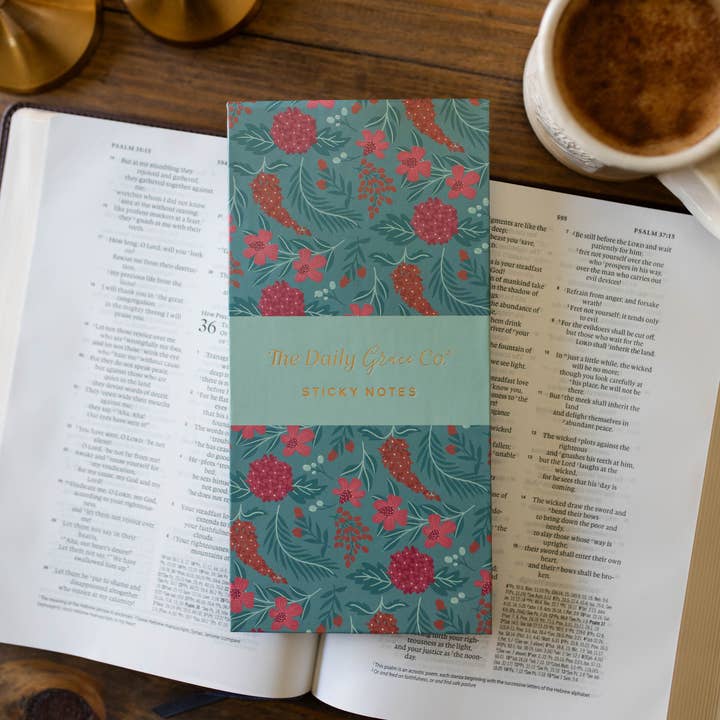 The Daily Grace Co - Wholesale Sticky Notes - Sticky Note Set | Teal Blooms