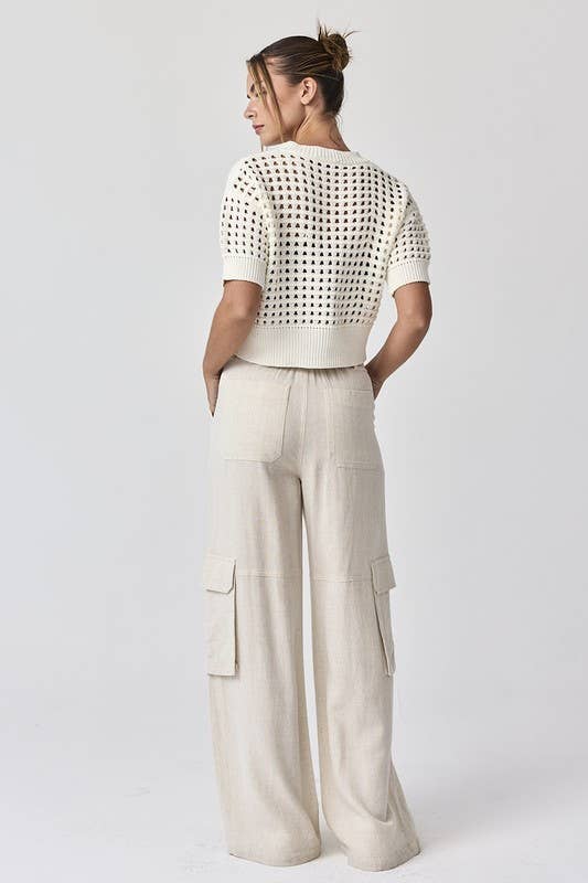 Noir PP17912 - Pantalon utilitaire à jambes larges Maya Relaxed Fit en vente sur Faire5