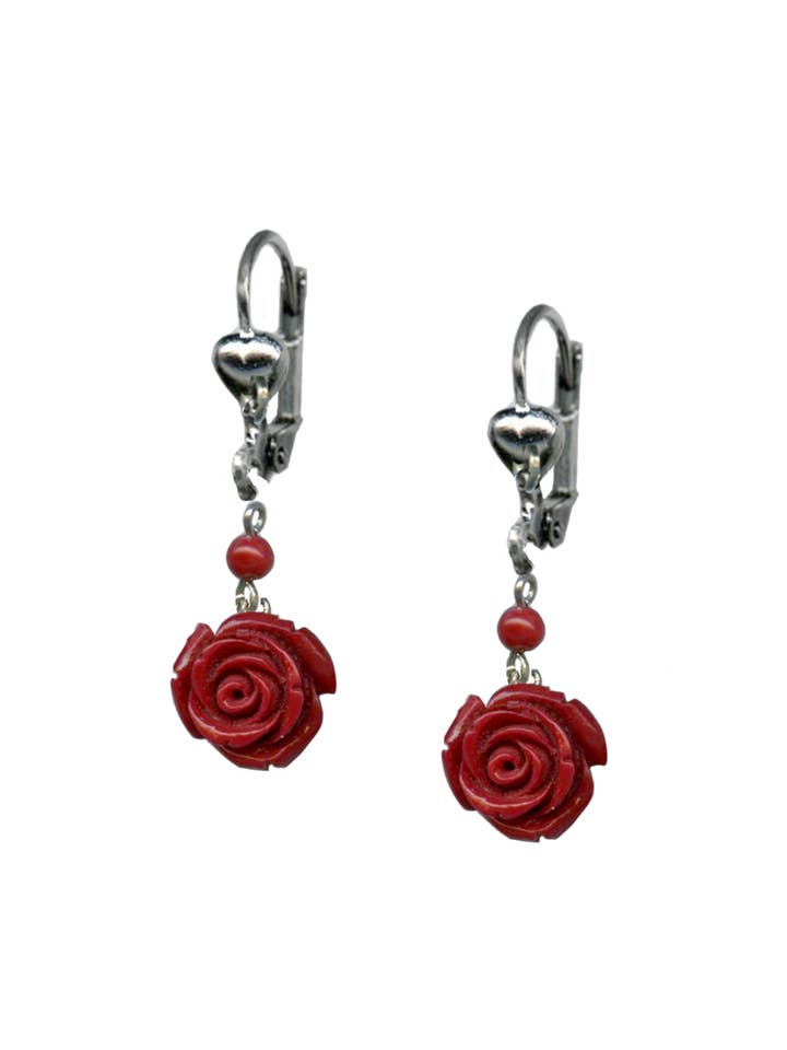 Brincos pequenos de rosa vermelha Bohemian Cowgirl por atacado de Classic Hardware