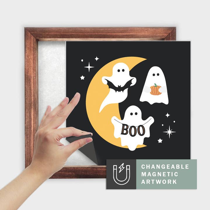 Magnetic Seasonal Decor Insert for Interchangeable Sign (Medium): Ghost Trio | Halloween | Magnetic Sign Blank Sold Separate for wholesale by Simpler Seasons Decor