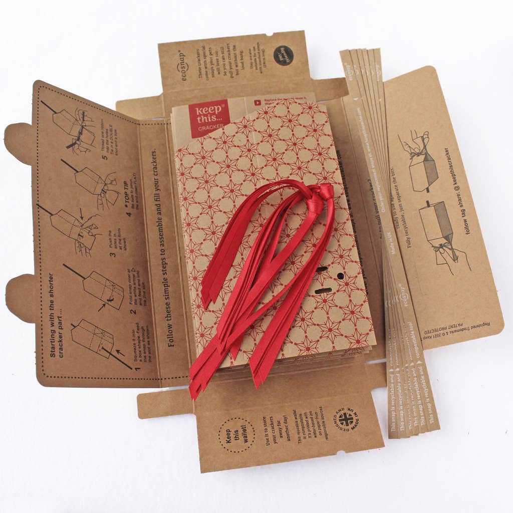 Keep This Cracker – wholesale Christmas decoration – Reusable Crackers pack of 6 - Kraft Snowflake design5