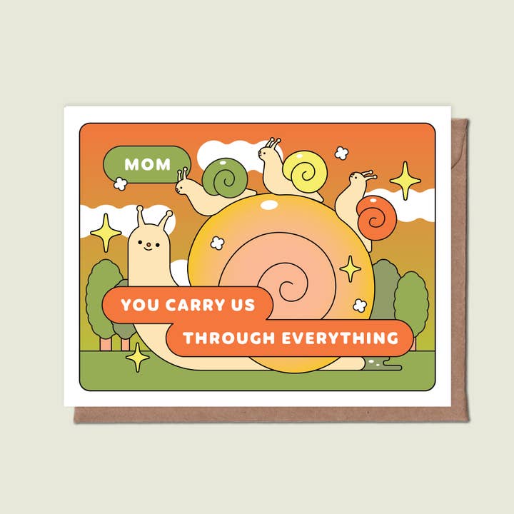 Mom, You Carry Us Through Everything Greeting Card for wholesale by Épée Lapin Studio