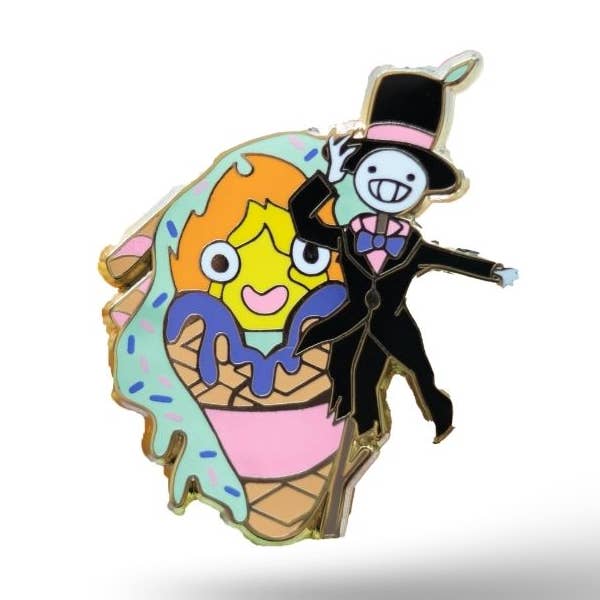 Studio Ghibli Calcifer and Turnip Head Ice Cream Enamel Pin for wholesale by Naytendo
