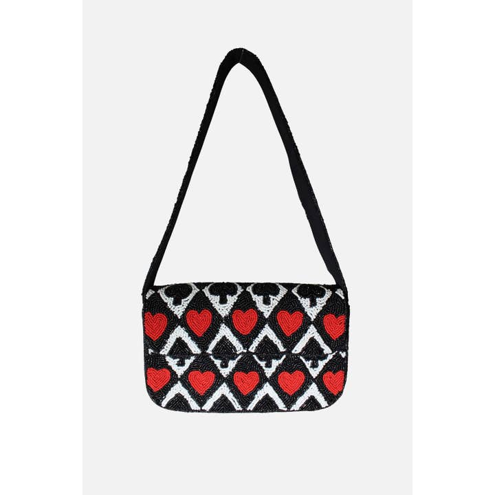 Hjärtan & Spader Axelväska med Pärlor för wholesale av Pizzazz, Inc.