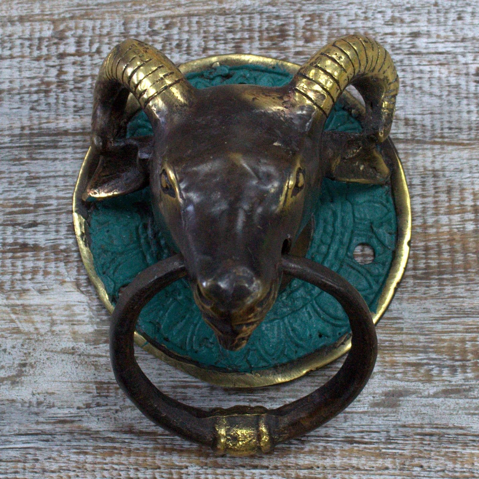 Ancient Wisdom – wholesale Knob/pull – Brass Door Knocker - Rams Head1