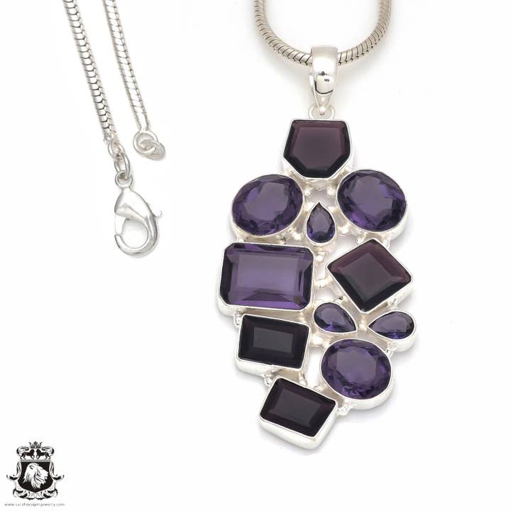 Ciondolo e catena in ametista africana P8715 per la vendita all'ingrosso da parte di SARAH DESIGNS JEWELRY