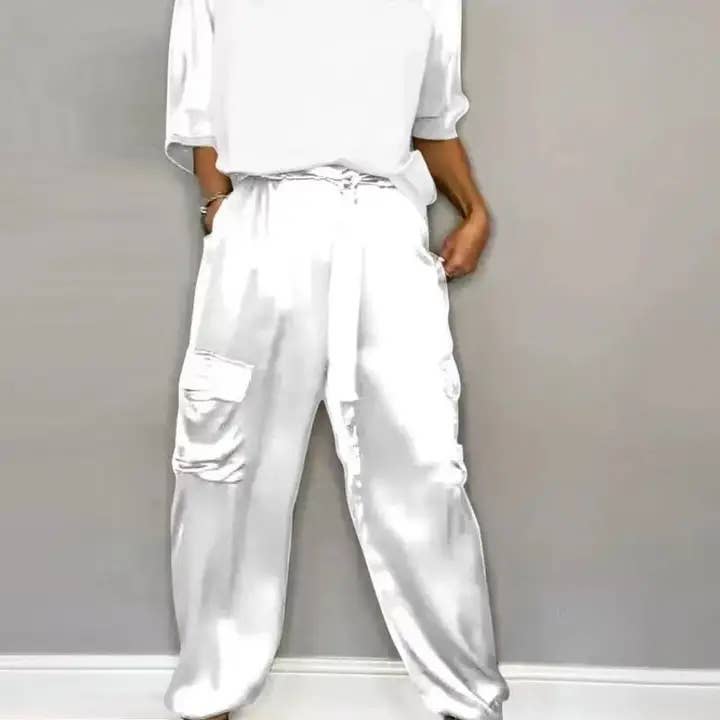 safistyle - Wholesale Top & Pant Set (NOT Loungewear) - Women's - Satin Top and Cargo Pant Set