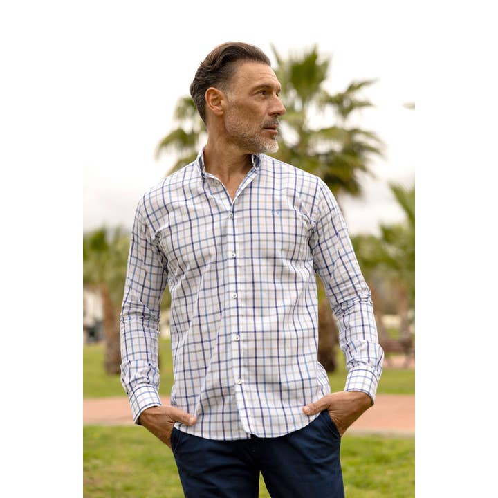 Blue Checkered Shirt | León for wholesale by Custi Mikelo: Men's Clothing & Christmas Gifts