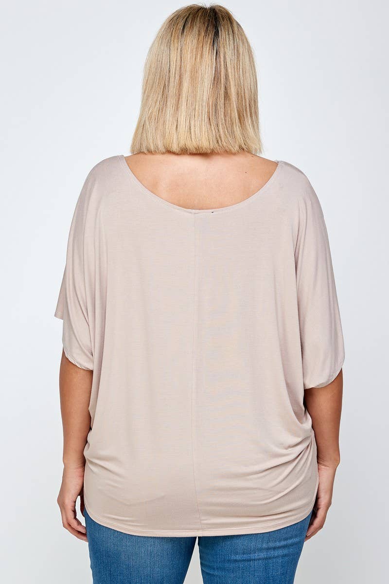 Haute Fox Plus Size & Contemporary - Wholesale Knit Top - Women's - Plus Size Solid Dolman Drape Top PL2188P-T16