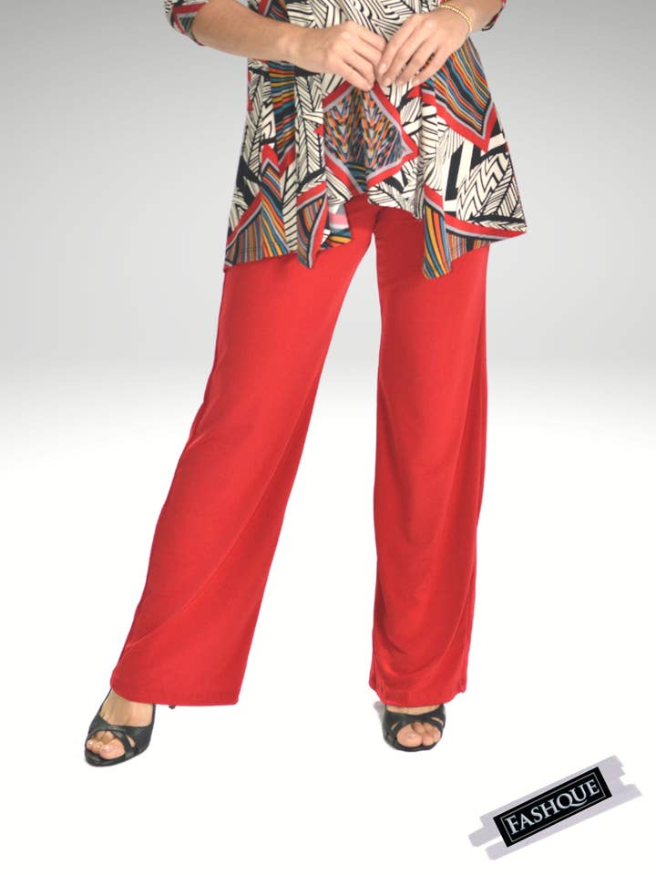 Palazzo de Pierna Recta de Tiro Medio - P015 para venta al por mayor de Fashque Designs