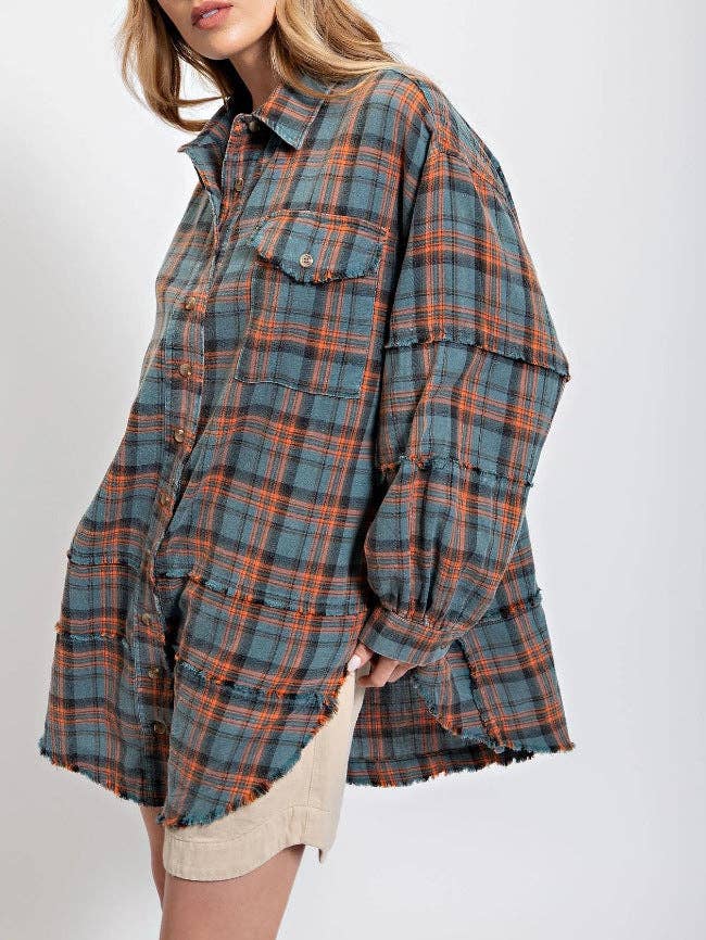 safistyle - Wholesale Button Down Shirt - Women's - Plaid Oversized Button-Up Shirt7