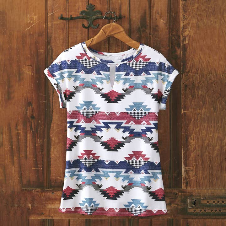 Back in the Saddle - Wholesale T-Shirt - Women's - Mesas & Mountains Print Shirt