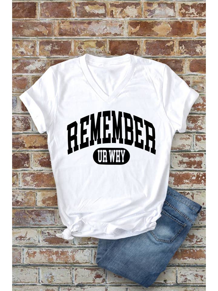 Top Avenue - Wholesale Screen Printed T-Shirt - Women's - Remember Your Why, Unisex V-neck T-Shirt