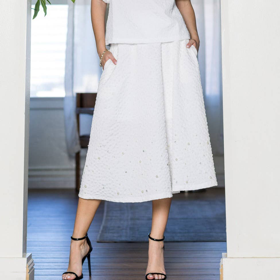 Joh Apparel - Vente Jupe – femme - Jupe texturée Willis avec perles2