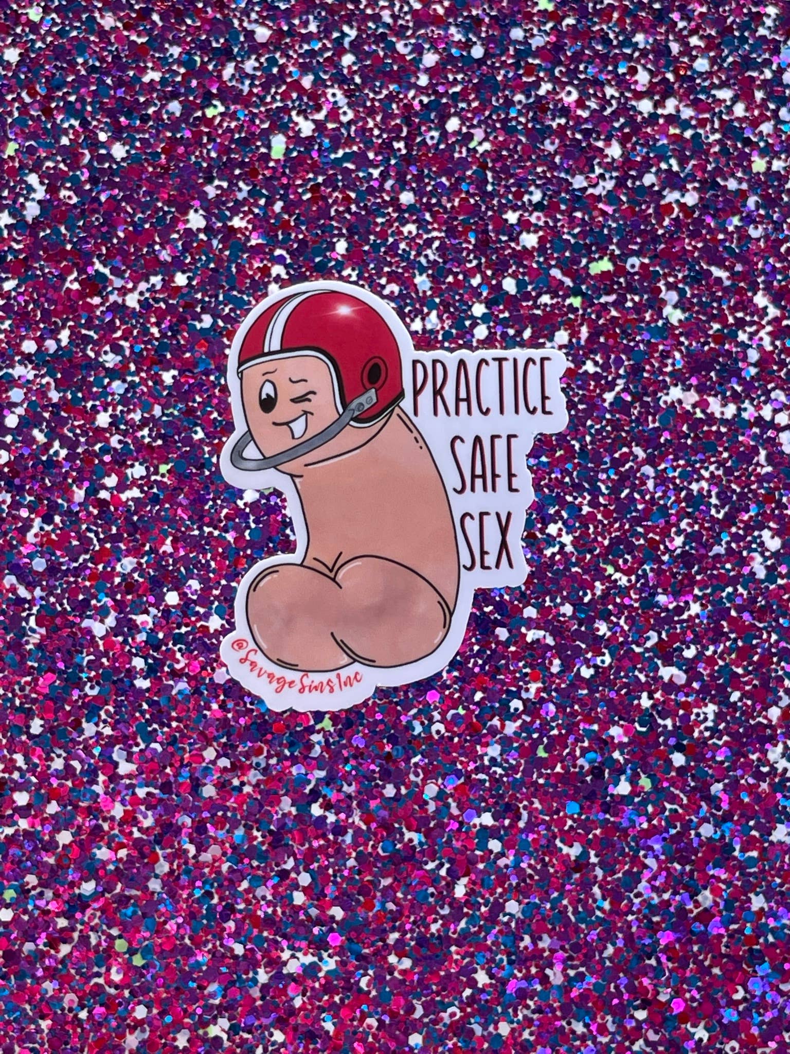 Savage Sins - Wholesale Sticker - Oefen Safe Sex Helm Dick - Sticker