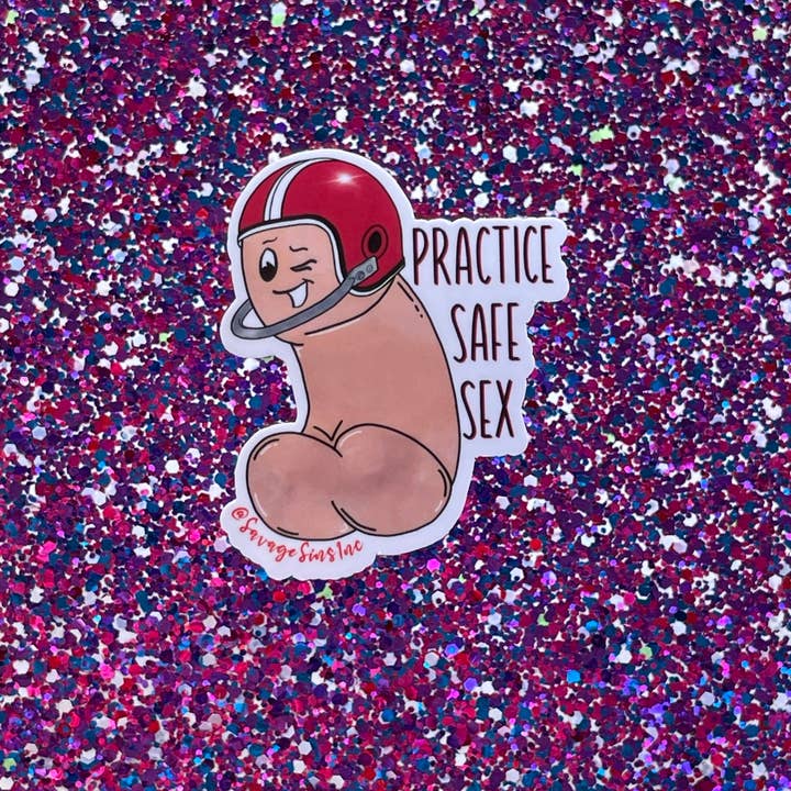 Savage Sins - Wholesale Sticker - Practice Safe Sex Helmet Dick - Sticker