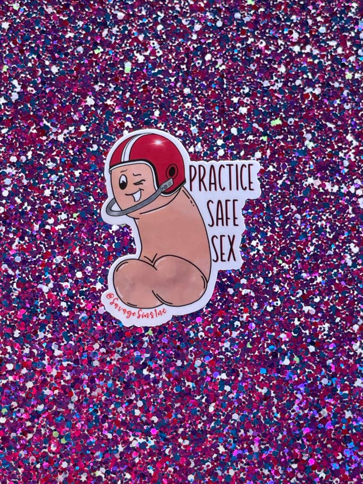 Praxis Safer Sex Helm Dick - Aufkleber für den Großhandel von Savage Sins