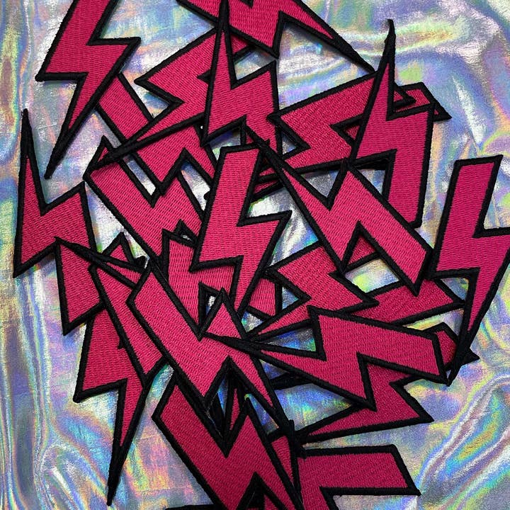 The Crafty Engineer - Wholesale Patch - Pink Lightning Embroidered Patch Iron-On for Hats1