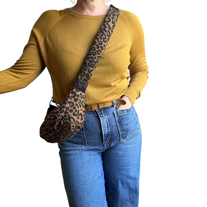 NEW MINI Brixton cross body sling bag - brown leopard for wholesale by Sixton London