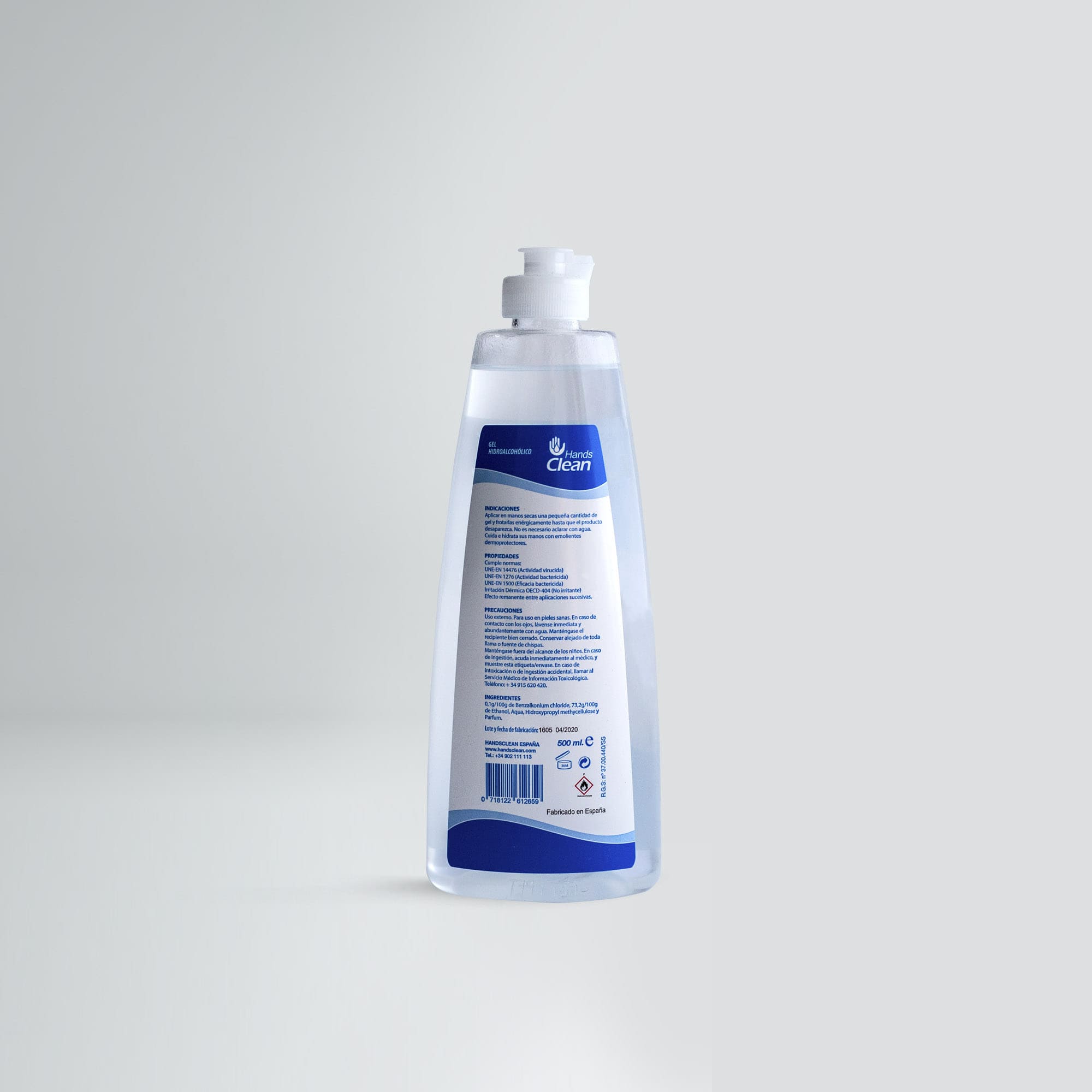 Handsclean - Vente Désinfectants pour les mains - Gel 500 ML Avec pompe doseuse Boîte de 8 unités1