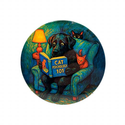 Token Tales Dog "Cats Psychology 101" Coaster for wholesale by Token Atelier