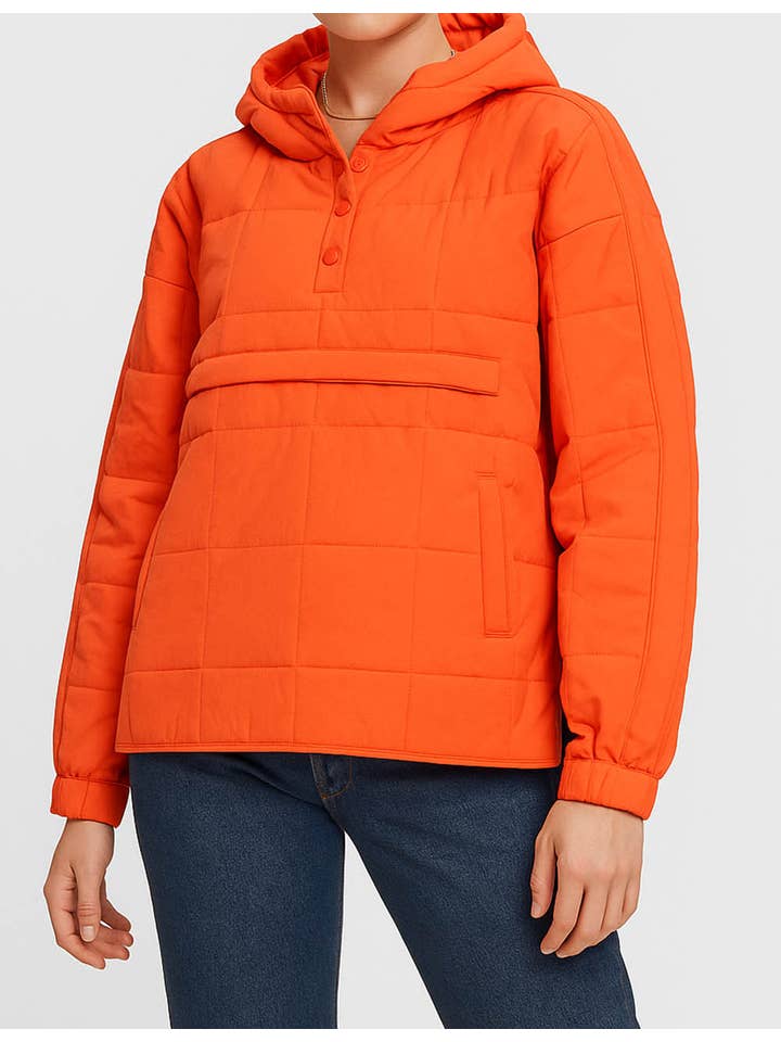 Sweetkama - Wholesale Puffer Jacket - Women's - Ladies Button Pullover Hooded Padded Puff Jacket SKT475531