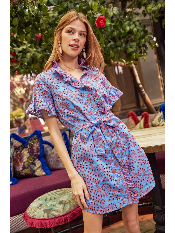 Katie Dress Blue and Pink Jasmine Eyelet for wholesale on Faire5