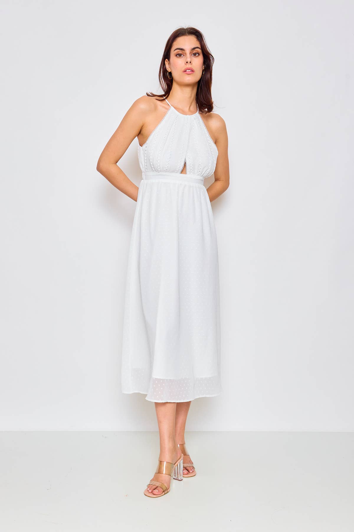 LOVIE & CO - Wholesale Dress - Women's - Long dress with textured fabric and halter neck1