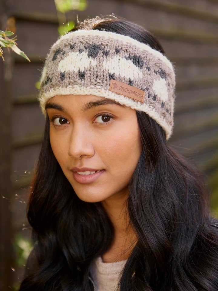 Sheep Soft Merino Wool Knit Ear Warmers Mushroom for wholesale by Pachamama Ltd