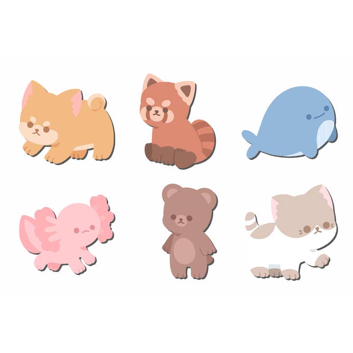 Kawaii Style Animal Sticky Notes - 6 Pack for wholesale by Ghrosty & Schuff