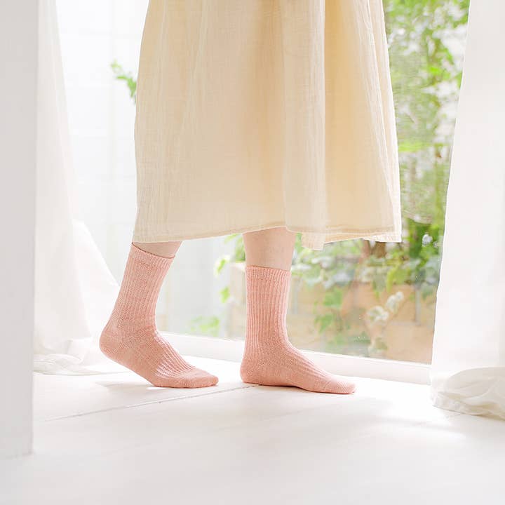 NISHIGUCHI KUTSUSHITA - Vendita all'ingrosso Calzini - Donna - Calzini a coste in lino taglia S5