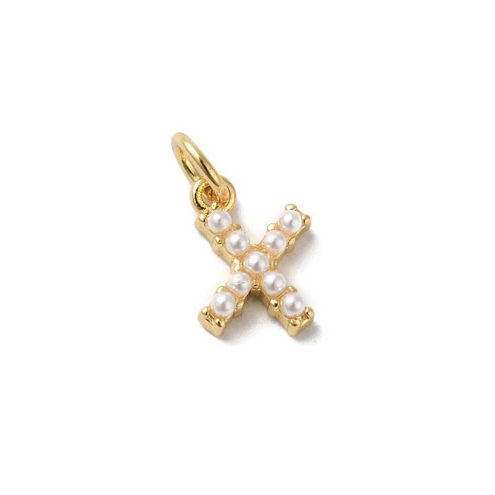 The Charm Bar Company - Wholesale Individual Charm/Pendant - Gold Large Pearl Initial Letter | Alphabet Charm23