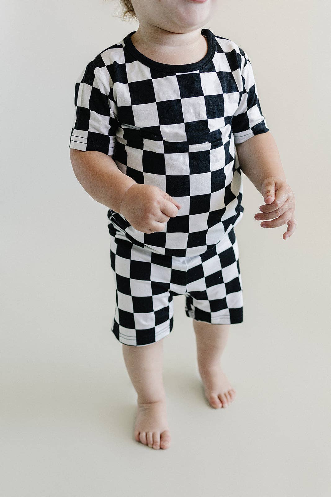 Lucky Panda Kids - Wholesale Sleepwear Set - Kids - Bamboo Two Piece Baby Clothing Shorts Set | Black Checkered4