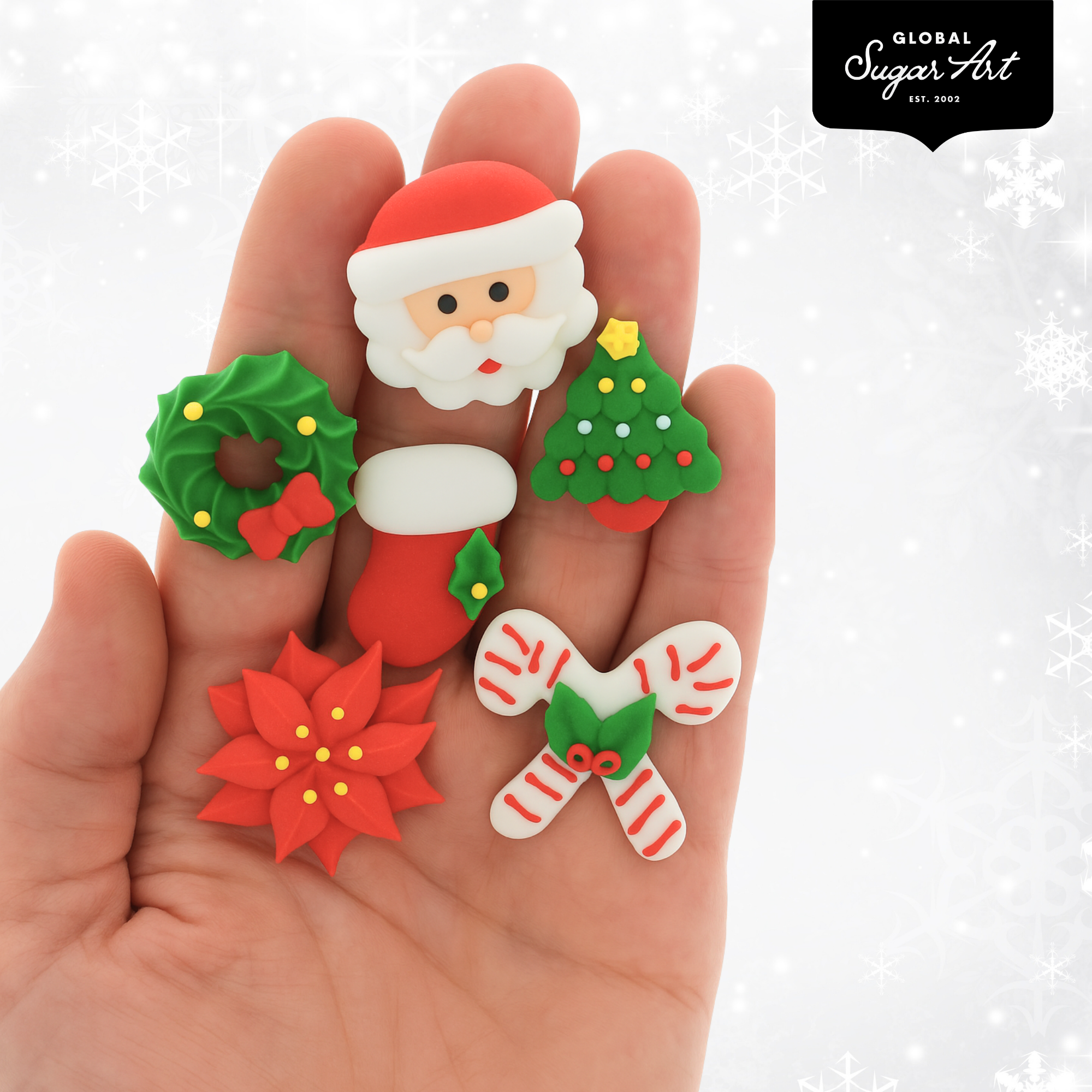 Global Sugar Art – wholesale Cake/cupcake topper – Christmas Cupcake Toppers, Edible Royal Icing Decorations, by Global Sugar Art (Wreath Poinsettia)5