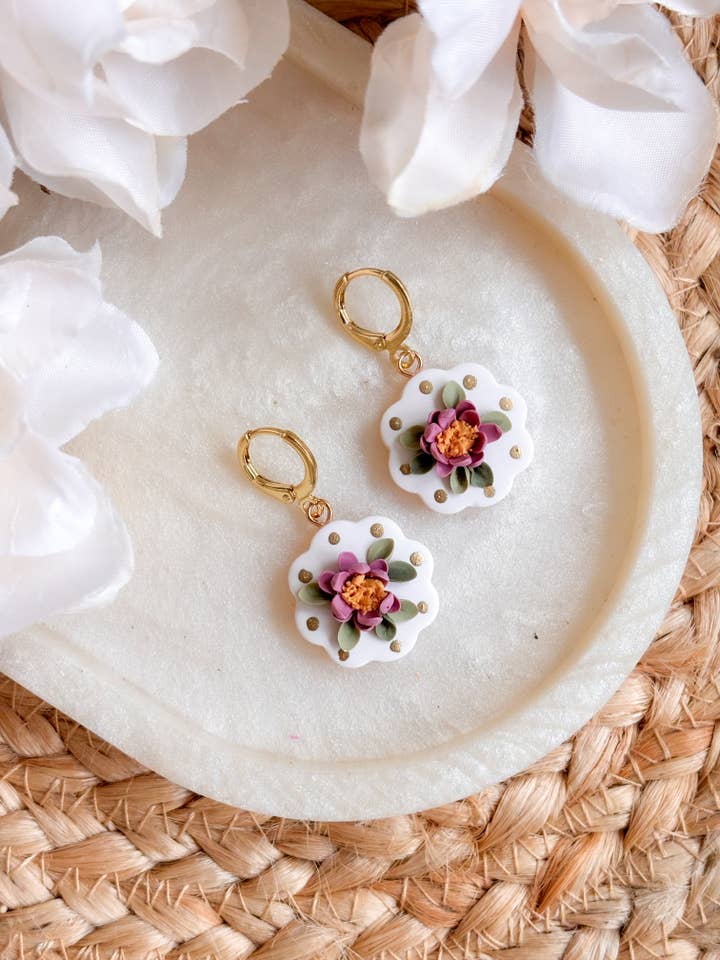 Pink Daisy Charm Huggies for wholesale by Sarah Jane Designs