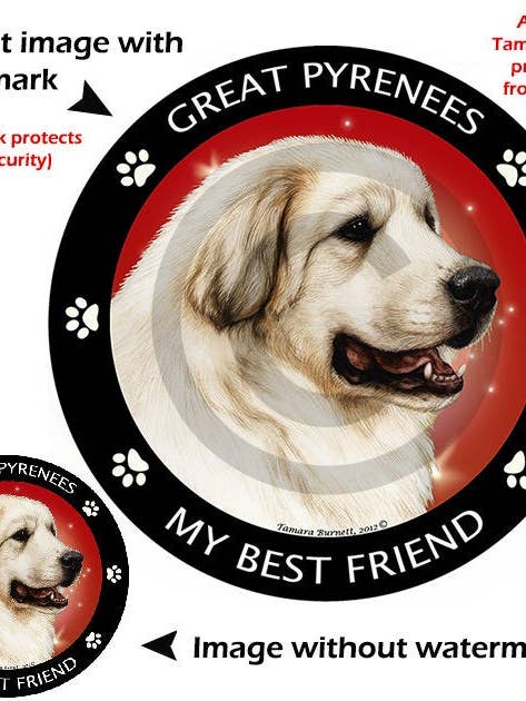 Store Pyrenæer Min bedste ven cirkulære magnet for engroshandel hos Pet Gifts USA, LLC