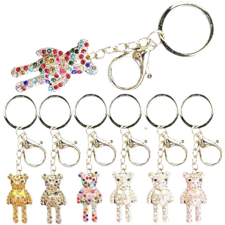 Cap Zone - Wholesale Keychain - Women's - Teddy Bear Bling Rhinestone Key Chain