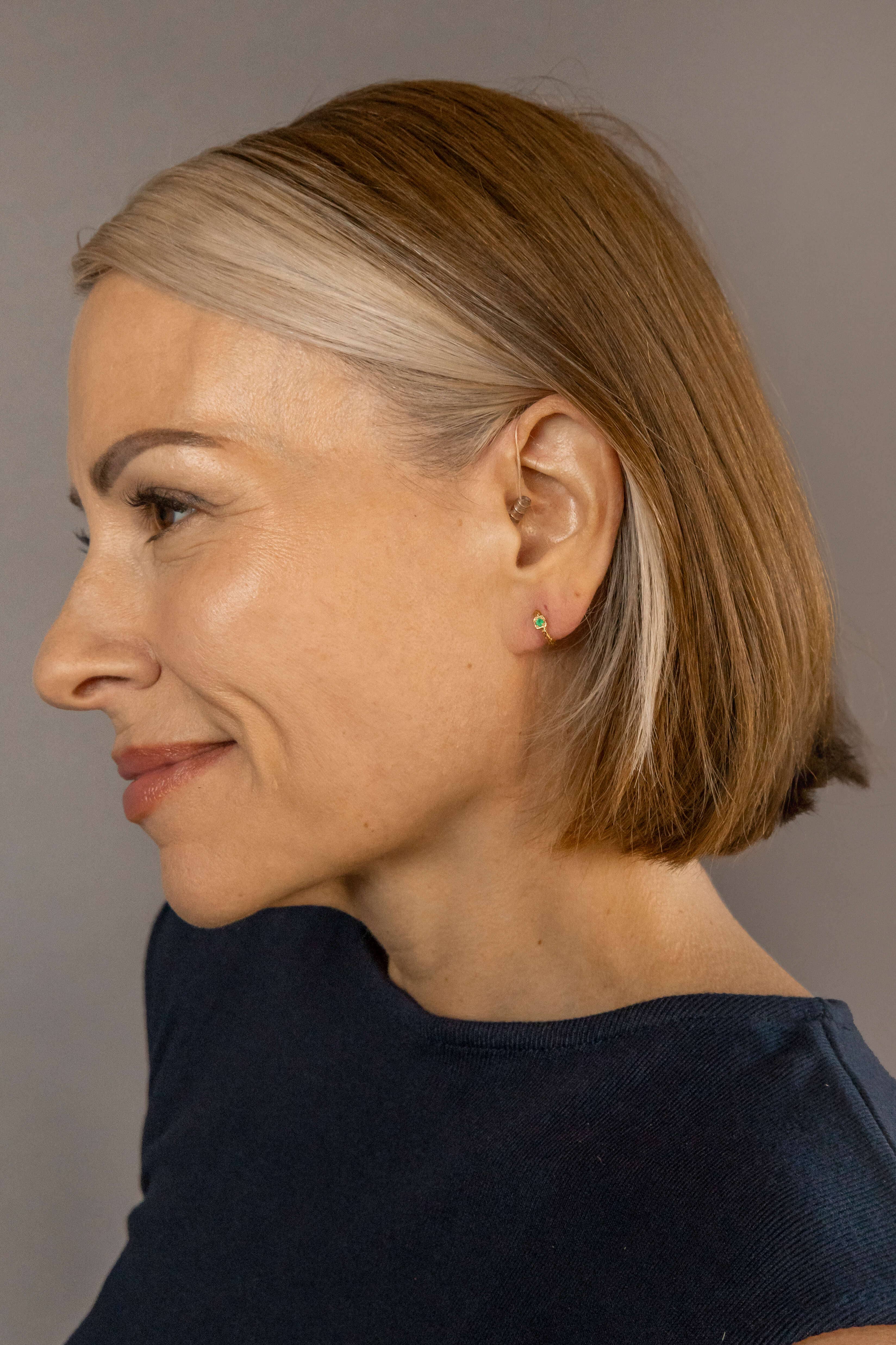 Claire Hill Designs – wholesale Huggie earrings – Chalcedony Lichen Branch Gold Huggies4