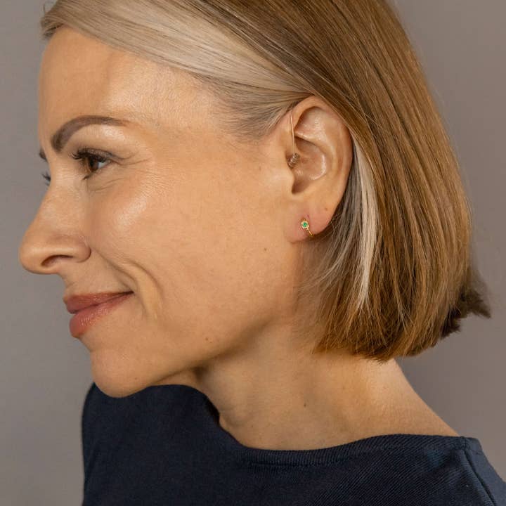 Claire Hill Designs – wholesale Huggie earrings – Chalcedony Lichen Branch Gold Huggies4